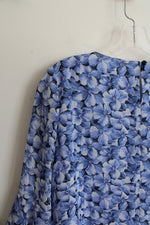 Kasper Blue Floral Bell Sleeve Blouse | S