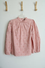 NEW PrettyGarden Pink Eyelet Long Sleeved Top | M