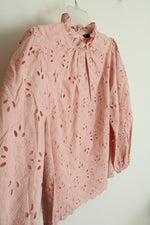 NEW PrettyGarden Pink Eyelet Long Sleeved Top | M