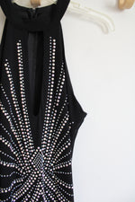 Windsor Black Studded Halter Neck Fitted Maxi Dress | M