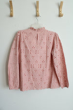 NEW PrettyGarden Pink Eyelet Long Sleeved Top | M