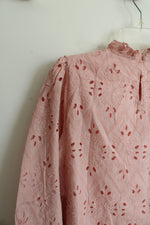 NEW PrettyGarden Pink Eyelet Long Sleeved Top | M