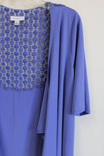 Susan Graver Blue Knit Back Cardigan | L