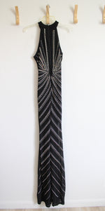 Windsor Black Studded Halter Neck Fitted Maxi Dress | M