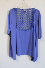Susan Graver Blue Knit Back Cardigan | L