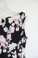 NEW Ralph Lauren Black White & Purple Floral Dress | 10