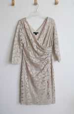 Ralph Lauren Champagne Lace 3/4 Sleeve Dress | 12