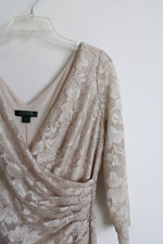 Ralph Lauren Champagne Lace 3/4 Sleeve Dress | 12