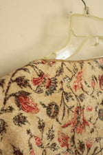 NEW Liz Claiborne Tan Green and Red Cotton Printed LS Top | L
