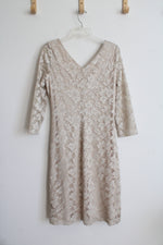Ralph Lauren Champagne Lace 3/4 Sleeve Dress | 12