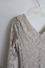Ralph Lauren Champagne Lace 3/4 Sleeve Dress | 12