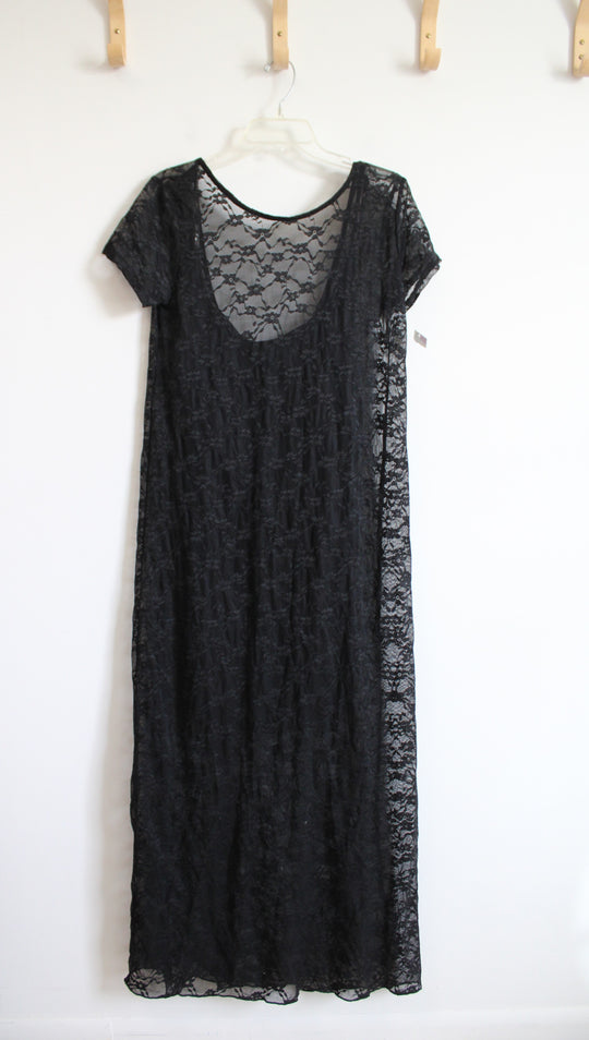 NEW Wild Fable Black Scoop Back Lace Maxi Dress | XL
