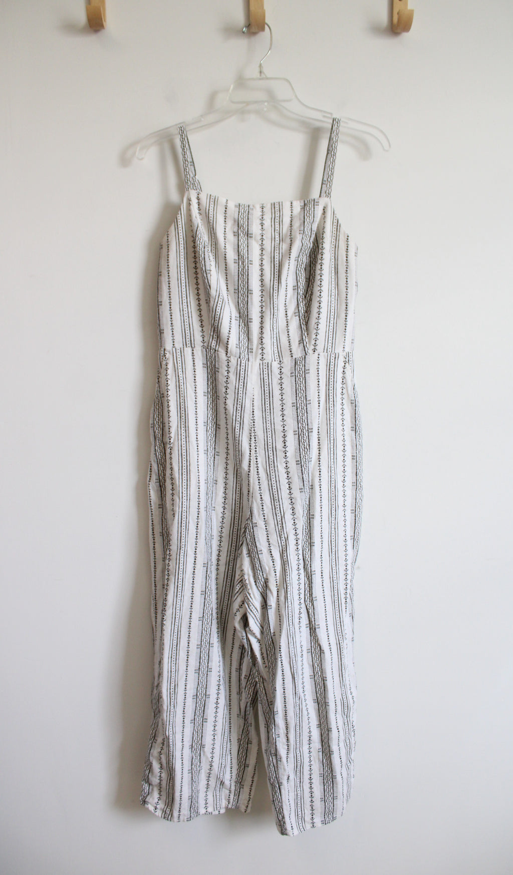 Old Navy White & Black Patterned Linen Blend Jumpsuit | S