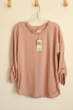 NEW Cupio Dusty pink Snap Quarter Sleeve Oversized Fit Top | S