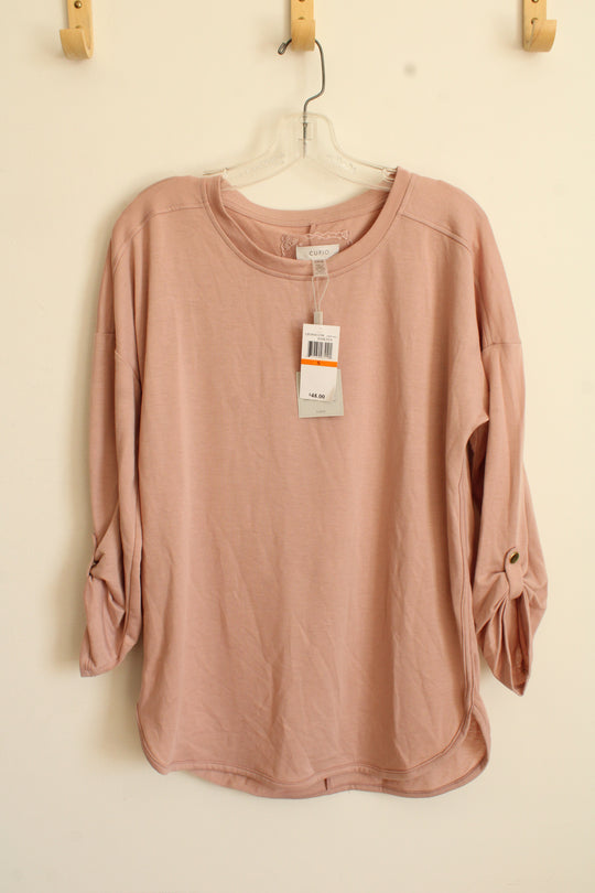 NEW Cupio Dusty pink Snap Quarter Sleeve Oversized Fit Top | S