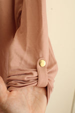 NEW Cupio Dusty pink Snap Quarter Sleeve Oversized Fit Top | S
