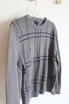 Croft & Barrow Gray Red & Blue Plaid Sweater | L
