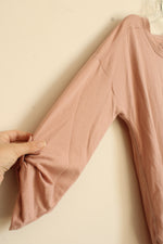 NEW Cupio Dusty pink Snap Quarter Sleeve Oversized Fit Top | S