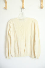 Carlucci Cashmere Cream V-Neck Sweater | M