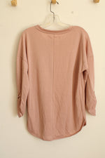 NEW Cupio Dusty pink Snap Quarter Sleeve Oversized Fit Top | S