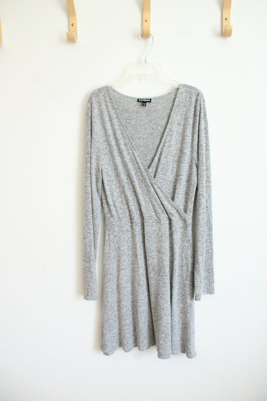 Express Heather Gray Neckline Wrap Sweater dress | M