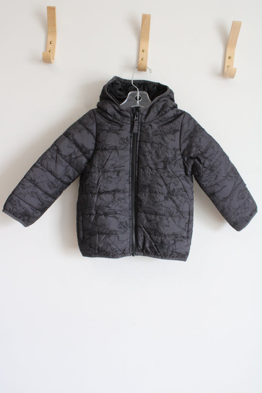 Carter's Black Dinosaur Print Coat | 2T