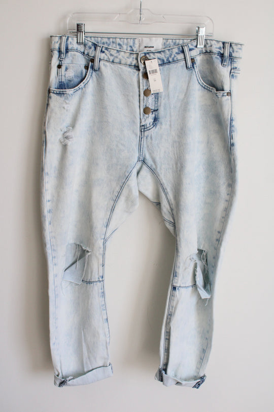 NEW OneTeaspoon Anthropologie Acid Wash Distressed Denim High Rise Jeans | 30