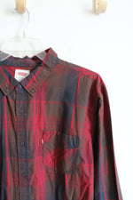 Levi's Red & Brown Plaid Button Down Shirt | XXL