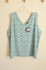 NEW Eddie Bauer Teal and Red Printed Athletic Tank | 2XL