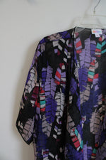 NEW LuLaRoe Shirley Black Colorful Feather Sheer Cardigan | M