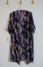 NEW LuLaRoe Shirley Black Colorful Feather Sheer Cardigan | M