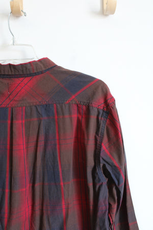 Levi's Red & Brown Plaid Button Down Shirt | XXL