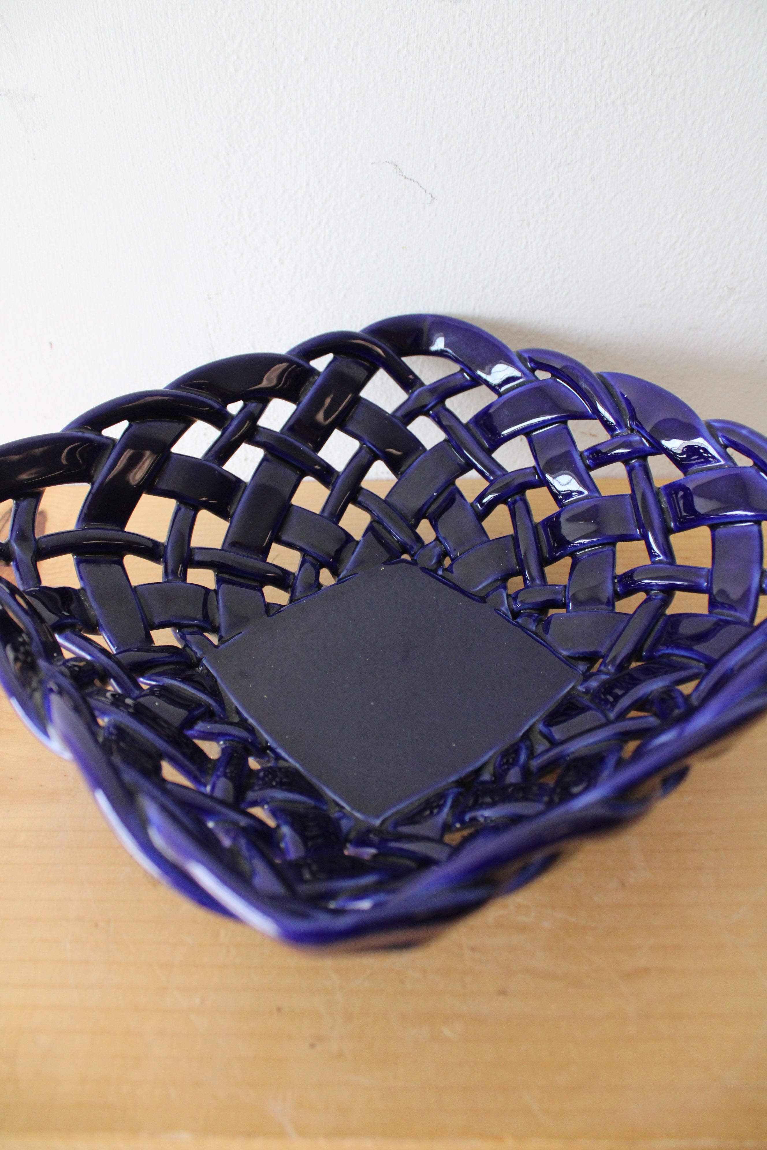 Primo'GI Cobalt Blue Lattice Square Ceramic Dish