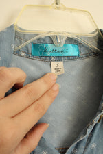 Buttons Denim LS Shirt with White Print Throughout | S