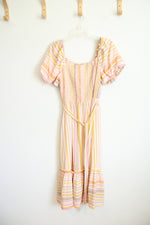 NEW My Danielle Striped Belted Midi Dress | M
