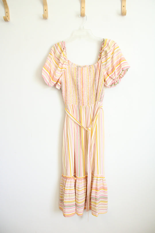 NEW My Danielle Striped Belted Midi Dress | M