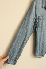 Buttons Denim LS Shirt with White Print Throughout | S