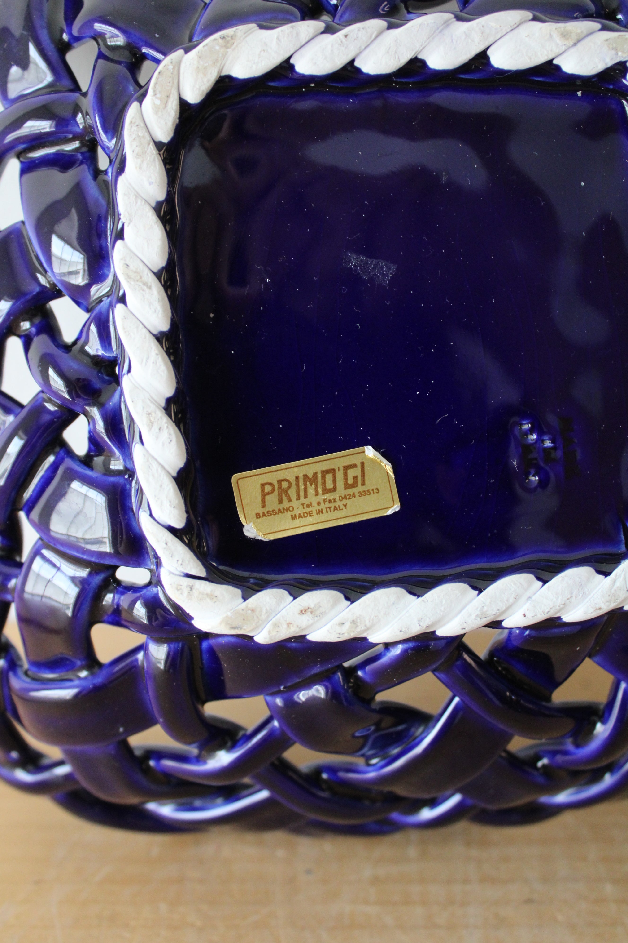 Primo'GI Cobalt Blue Lattice Square Ceramic Dish