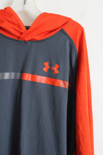 Under Armour HeatGear Gray Orange Hoodie Shirt | Youth L (14/16)