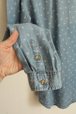 Buttons Denim LS Shirt with White Print Throughout | S
