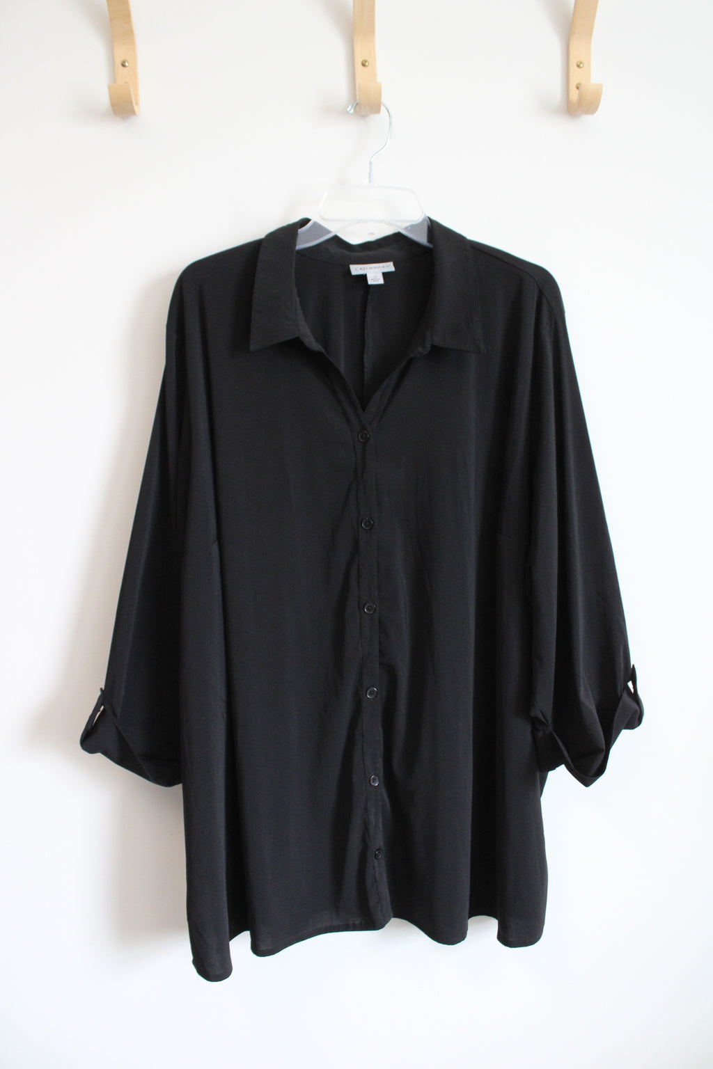 Catherines Black Button Down Top | 3X