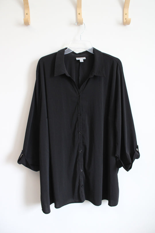 Catherines Black Button Down Top | 3X