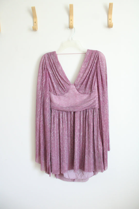 Ael Amy Enjoy Life Mauve Sparkle Minidress | M