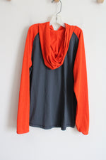 Under Armour HeatGear Gray Orange Hoodie Shirt | Youth L (14/16)