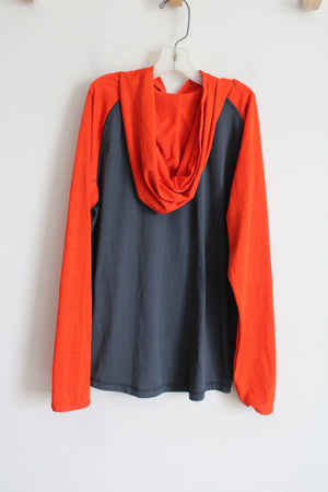 Under Armour HeatGear Gray Orange Hoodie Shirt | Youth L (14/16)