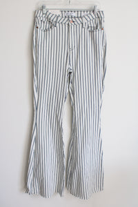 NEW Judy Blue Super Flare White Blue Striped Jeans | 13
