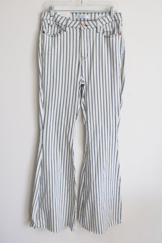 NEW Judy Blue Super Flare White Blue Striped Jeans | 13