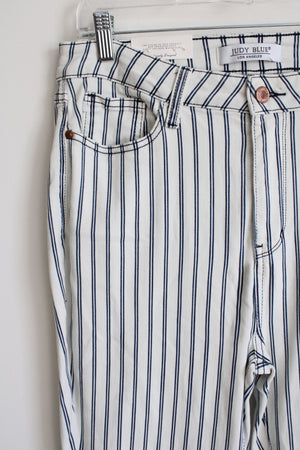 NEW Judy Blue Super Flare White Blue Striped Jeans | 13