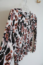 Ann Taylor Brown Black & Pink Floral Button Down Cardigan | L