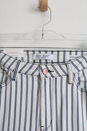 NEW Judy Blue Super Flare White Blue Striped Jeans | 13